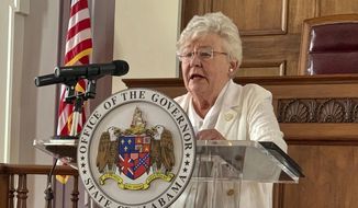 In this July 29, 2020, file photo, Alabama Gov. Kay Ivey talks to the press during a news conference in Montgomery, Ala. (AP Photo/Kim Chandler, File)