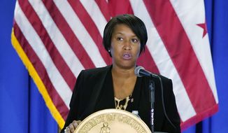 District of Columbia Mayor Muriel Bowser speaks at a news conference on the coronavirus outbreak and the District&#x27;s response, Monday, Aug. 17, 2020, in Washington. (AP Photo/Patrick Semansky) ** FILE **