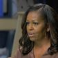 In this image from video, former first lady Michelle Obama speaks during the first night of the Democratic National Convention on Monday, Aug. 17, 2020. (Democratic National Convention via AP)