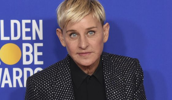 FILE - Ellen DeGeneres, winner of the Carol Burnett award, poses in the press room at the 77th annual Golden Globe Awards on Jan. 5, 2020, in Beverly Hills, Calif. Three producers of her daytime show, &amp;quot;The Ellen DeGeneres Show,&amp;quot; have exited amid complaints of a difficult and unfair workplace environment. (AP Photo/Chris Pizzello, File)