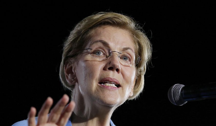 In this Thursday, Feb. 29, 2020, file photo, then-Democratic presidential candidate Sen. Elizabeth Warren, D-Mass., speaks to supporters during a town hall at Discovery Green in Houston. (AP Photo/Michael Wyke, File)