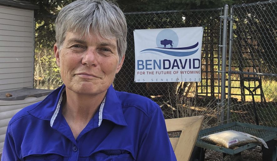Merav Ben-David poses for a photo in Cheyenne, Wyo., Aug. 10, 2020. Ben-David won the Democratic nomination for U.S. Senate in Wyoming on Tuesday, Aug. 18. Ben-David will face Republican former U.S. Rep. Cynthia Lummis in the general election. (AP Photo/Mead Gruver)