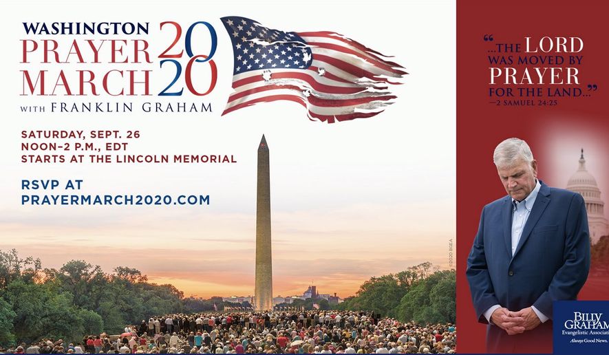 Evangelist Franklin Graham will stage a Prayer March in September through key historic points on the National Mall in Washington, D.C. Participants will stop to pray for the nation at each location. (BILLY GRAHAM EVANGELISTIC ASSOCIATION)