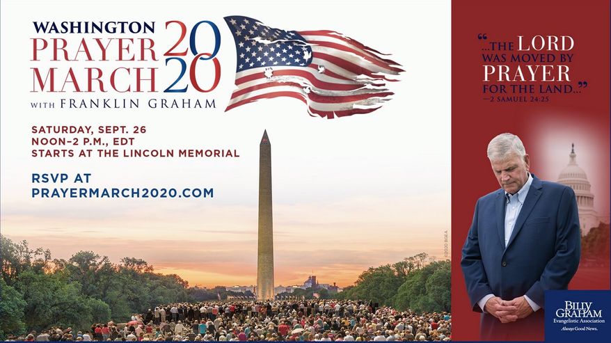 Evangelist Franklin Graham will stage a Prayer March in September through key historic points on the National Mall in Washington, D.C. Participants will stop to pray for the nation at each location. (BILLY GRAHAM EVANGELISTIC ASSOCIATION)