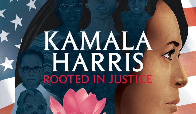 This cover image released by Simon &amp;amp; Schuster Children’s Publishing shows “Kamala Harris: Rooted in Justice,” by Nikki Grimes and illustrations by Laura Freeman available on Aug. 25.  (Simon &amp;amp; Schuster Children’s Publishing via AP)