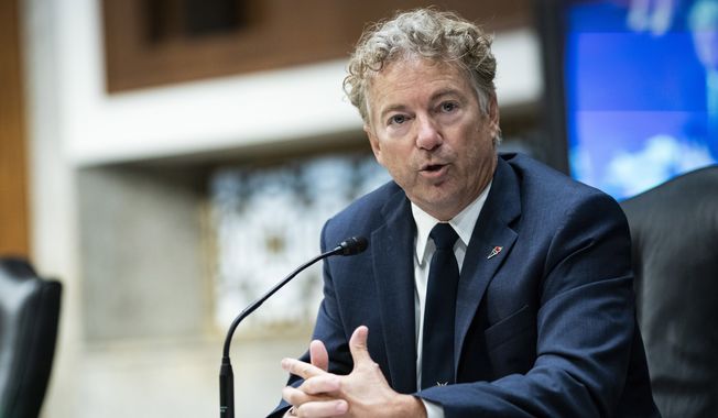 Sen. Rand Paul, R-Ky., speaks during a Senate Health, Education, Labor and Pensions Committee hearing on Capitol Hill in Washington on June 30, 2020. (Al Drago/Pool Photo via AP) **FILE**