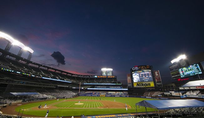 The Washington Nationals play the New York Mets during the third inning of a baseball game at Citi Field Wednesday, Aug. 12, 2020, in New York. (AP Photo/Frank Franklin II)