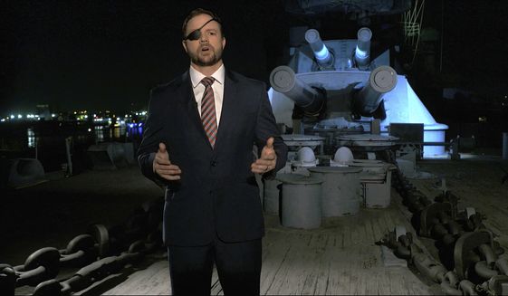In this image from video, Rep. Dan Crenshaw, R-Texas, speaks from Houston, during the third night of the Republican National Convention on Wednesday, Aug. 26, 2020. (Courtesy of the Committee on Arrangements for the 2020 Republican National Committee via AP) ** FILE **