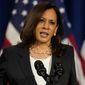 Democratic vice presidential candidate Sen. Kamala Harris, D-Calif., speaks in Washington, Thursday, Aug. 27, 2020. (AP Photo/Carolyn Kaster)