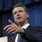 In this July 23, 2019, file photo, Gov. Gavin Newsom talks to reporters at his Capitol office, in Sacramento, Calif. (AP Photo/Rich Pedroncelli, File) **FILE**
