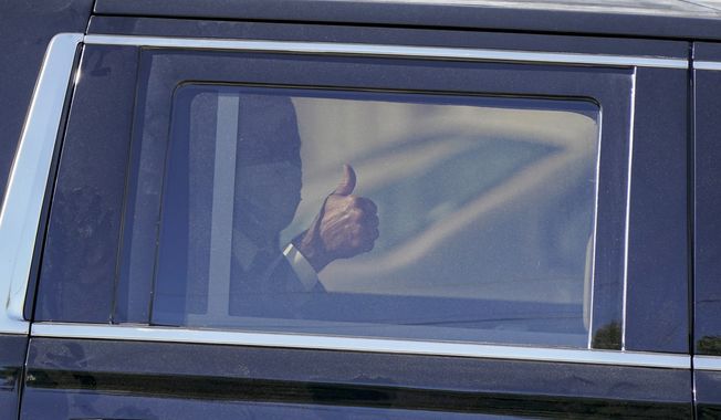 Democratic presidential candidate former Vice President Joe Biden gives a thumbs up as he leaves an event at a church, Thursday, Sept. 3, 2020, in Kenosha, Wis. (AP Photo/Morry Gash)