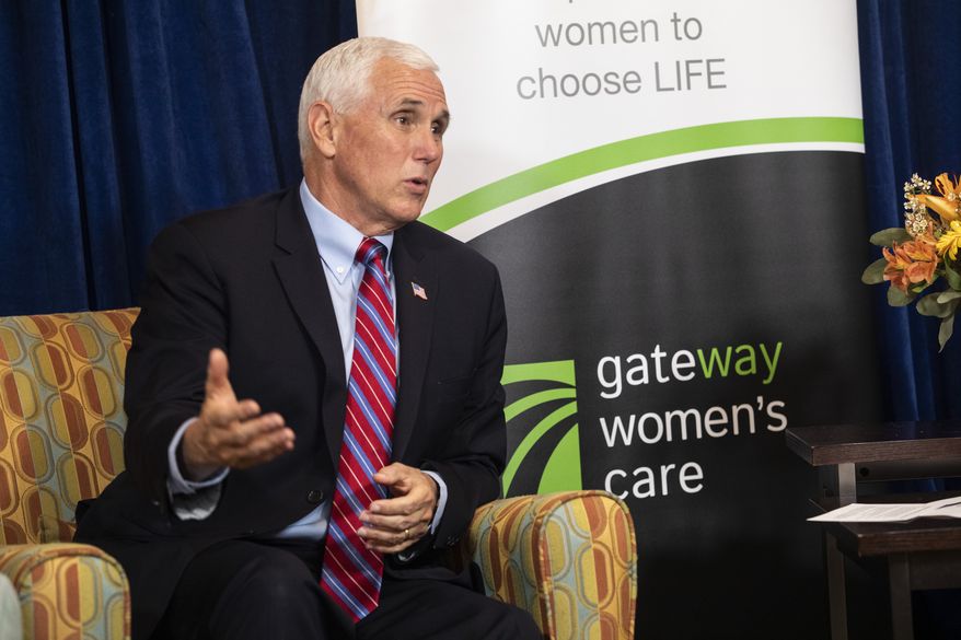 Vice President Mike Pence speaks at the Gateway Women&#39;s Center, a pro-life pregnancy clinic, in Raleigh, N.C. Thursday, Sept. 3, 2020. (Travis Long/The News &amp; Observer via AP)