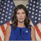 In this image from video, South Dakota Gov. Kristi Noem speaks during the third night of the Republican National Convention on Wednesday, Aug. 26, 2020.(Courtesy of the Committee on Arrangements for the 2020 Republican National Committee via AP)