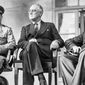 1943 tehran confernce, Josef Stalin, Franklin Roosevelt, Winston Churchill (FDR Library)