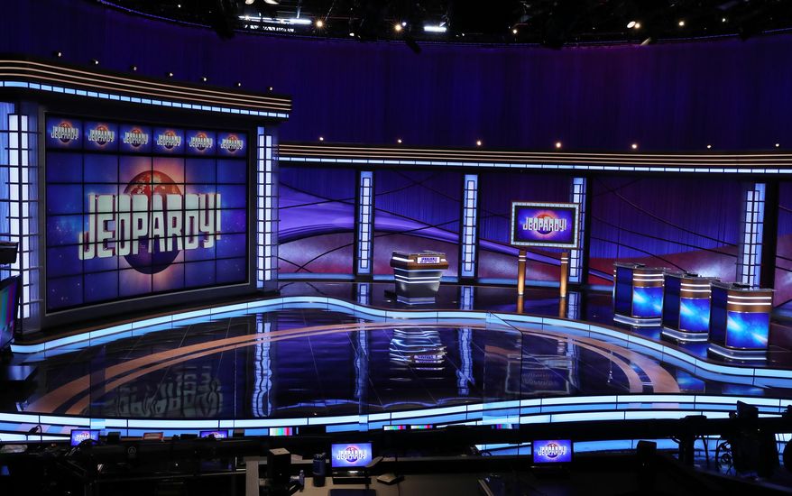 This image released by JEOPARDY! shows the new set for the popular quiz show. &quot;Jeopardy!&quot; contestant Amy Schneider was born a man, but she’s being toasted as the highest-earning woman in the show’s history, much to the chagrin of those decrying the accolade as an example of stolen female glory. (Carol Kaelson/JEOPARDY! via AP)