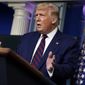 President Donald Trump speaks during a news conference in the James Brady Press Briefing Room at the White House, Friday, Sept. 4, 2020, in Washington. (AP Photo/Evan Vucci)