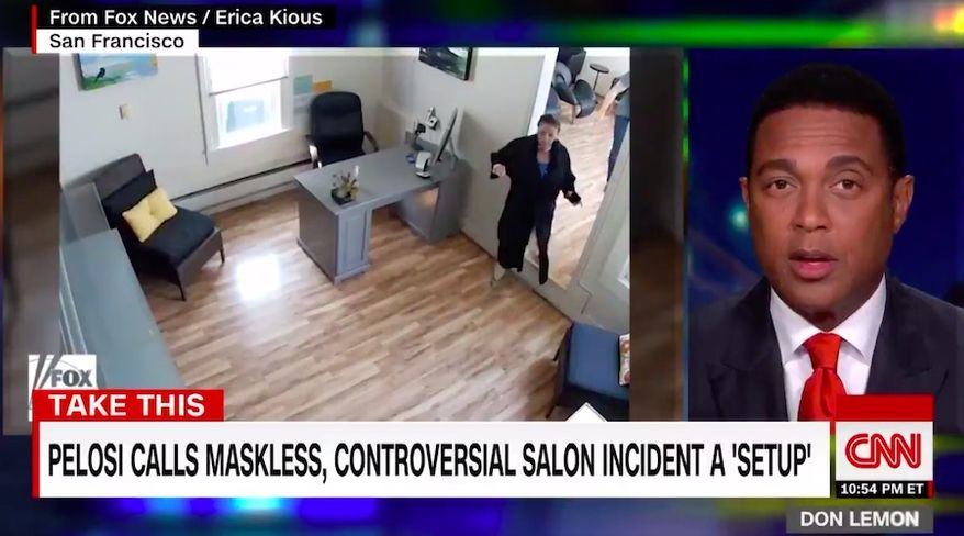 CNN host Don Lemon scolded House Speaker Nancy Pelosi for claiming she was "set up" by a San Francisco hair salon that exposed her indoors wash and dry that flouted coronavirus-related laws in the city. (Screen grab via CNN)