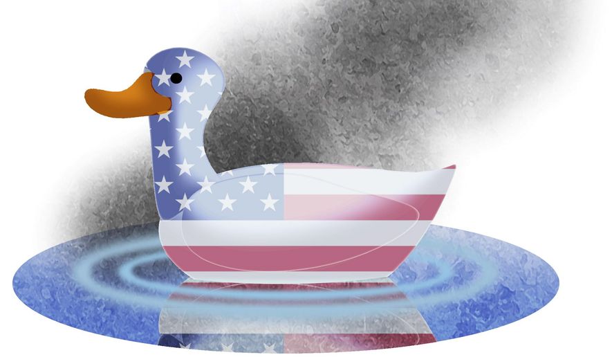Illustration on current American vulnerability by Alexander Hunter/The Washington Times