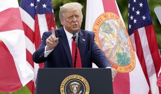 President Donald Trump speaks at the Jupiter Inlet Lighthouse and Museum, Tuesday, Sept. 8, 2020, in Jupiter, Fla., on environmental policies. (AP Photo/John Raoux)