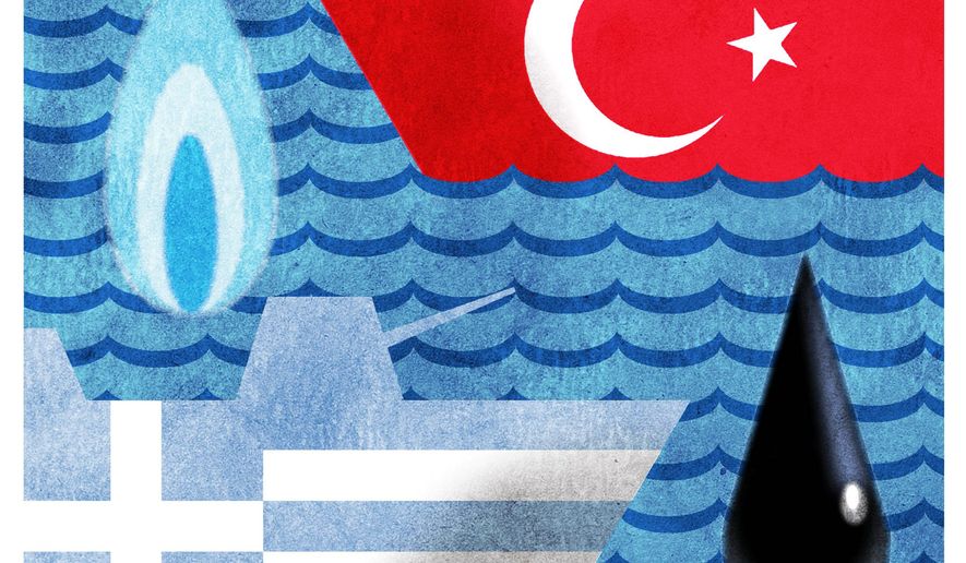 Illustration on Greek/Turkish conflicts by Alexander Hunter/The Washington Times