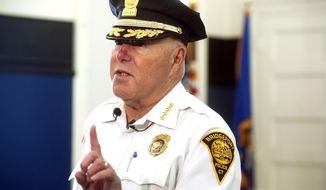 Bridgeport Police Chief Armando &amp;quot;A.J.&amp;quot; Perez speaks during an interview at the Police Training Academy on April 29, 2019, in Bridgeport, Conn. Perez, the police chief of Connecticut&#39;s largest city, was arrested Thursday, Sept. 10, 2020, on federal charges that he teamed with Bridgeport&#39;s personnel director to rig the hiring process to make sure he&#39;d get his job. (Ned Gerard/Hearst Connecticut Media via AP)