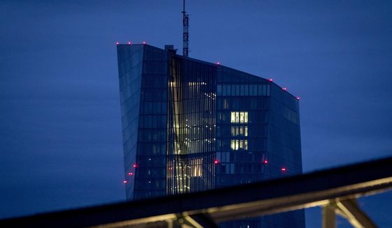 The European Central Bank is seen in Frankfurt, Germany, Thursday, Sept. 10, 2020. The governing council of the ECB will meet on Thursday. (AP Photo/Michael Probst)