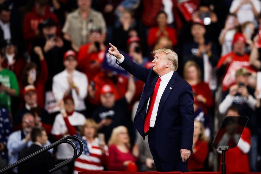 President Donald Trump during a campaign rally in Hershey, Pa., Tuesday, Dec. 10, 2019 (AP Photo/Matt Rourke) **FILE**