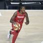 Washington Mystics guard Ariel Atkins (7) drives to the basket during the first half of a WNBA basketball game against the Los Angeles Sparks, Thursday, Sept. 10, 2020, in Bradenton, Fla. (AP Photo/Phelan M. Ebenhack) ** FILE **