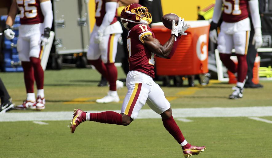 Washington Football Team wide receiver Terry McLaurin (17) in action before an NFL match against the Philadelphia Eagles and the Washington Football Team on Sunday, September 13, 2020 in Landover, Md. (AP Photo/Daniel Kucin Jr.) **FILE**