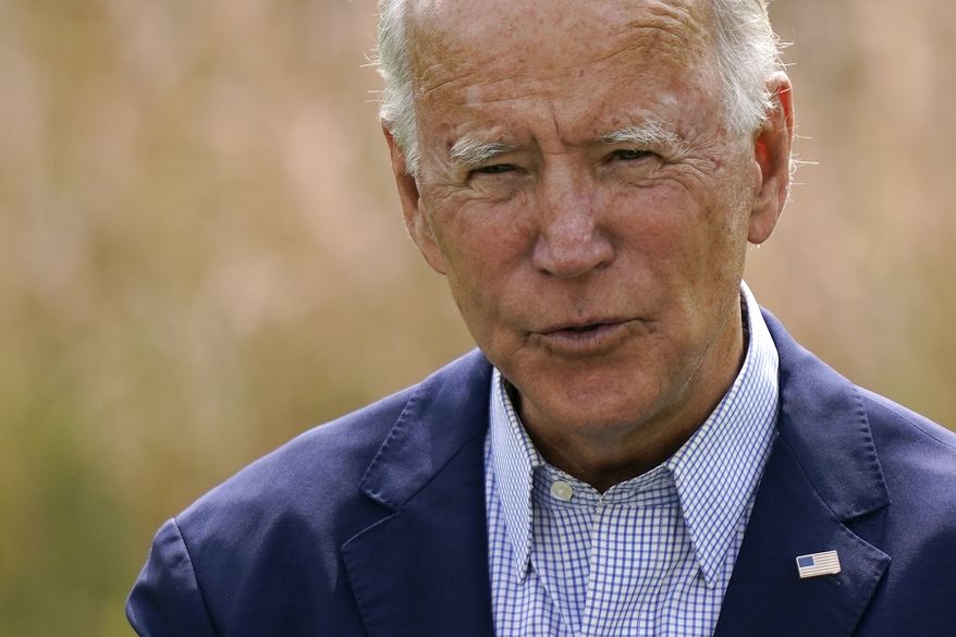 Democratic presidential candidate and former Vice President Joe Biden speaks about climate change and wildfires affecting western states, Monday, Sept. 14, 2020, in Wilmington, Del. (AP Photo/Patrick Semansky)