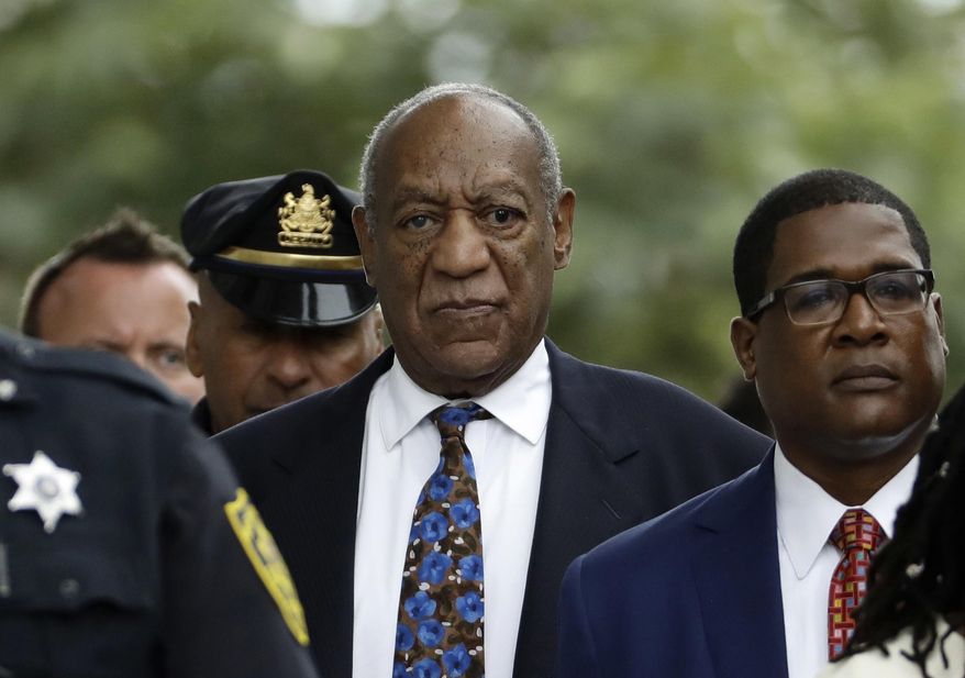 FILE - In this Sept. 24, 2018, file photo, Bill Cosby departs after a sentencing hearing at the Montgomery County Courthouse in Norristown, Pa. Legal advocates are lining up on both sides of actor Bill Cosby’s appeal as the Pennsylvania Supreme Court prepares to review his 2018 sex assault conviction. (AP Photo/Matt Slocum, File)