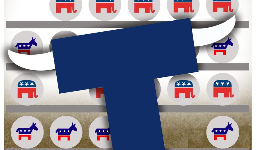 Illustration on Trump's political effect by Alexander Hunter/The Washington Times