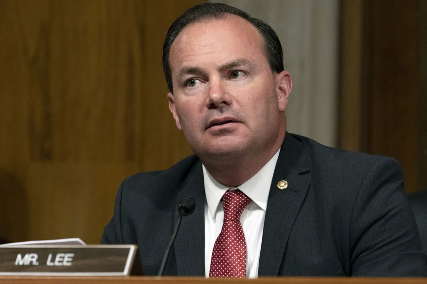 Judiciary Subcommittee on Antitrust, Competition Policy and Consumer Rights Chair Sen. Mike Lee, R-Utah, speaks during a hearing to examine whether Google harmed competition in online advertising, Tuesday, Sept. 15, 2020, on Capitol Hill in Washington. (AP Photo/Jacquelyn Martin) **FILE**