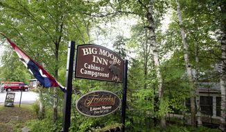FILE - This Aug. 18, 2020, file photo shows the Big Moose Inn on Millinocket Lake in Millinocket, Maine. A COVID-19 outbreak connected to a wedding reception held at the inn in early August has led to more than 175 cases of the virus and at least five deaths. (Linda Coan O&#39;Kresik/The Bangor Daily News via AP, File)