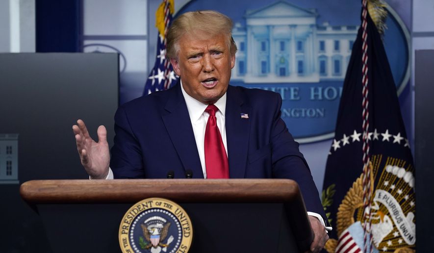 President Donald Trump speaks during a news conference at the White House, Wednesday, Sept. 16, 2020, in Washington. (AP Photo/Evan Vucci)