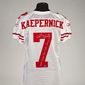 It is bright red and white, and autographed by Colin Kaepernick in 2011 with silver ink. It also could fetch $100,000 in the near future says Julien&#39;s Auctions, a California-based auctioneer which will put the garment on the bidding block in December. (IMAGE COURTESY OF JULIEN&#39;S AUCTIONS)

