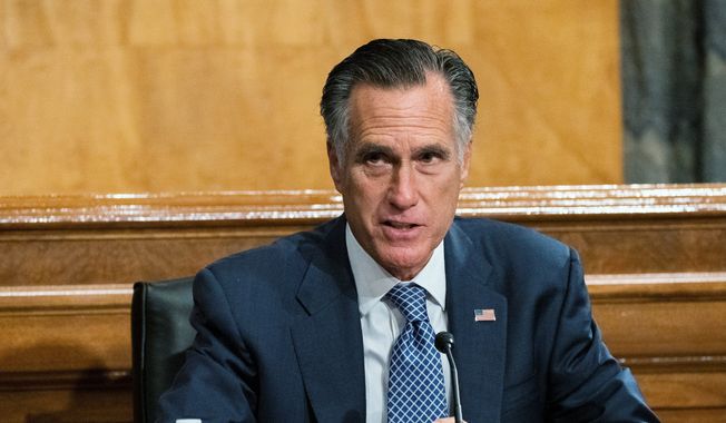 Senate Homeland Security and Governmental Affairs Committee member Sen. Mitt Romney, R-Utah, speaks during the committee&#x27;s business meeting on Capitol Hill, Wednesday, Sept. 16, 2020, in Washington. (AP Photo/Manuel Balce Ceneta) ** FILE **
