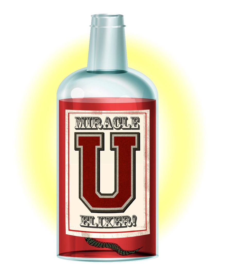 Illustration on the fraud of current Liberal arts education by Alexander Hunter/The Washington Times