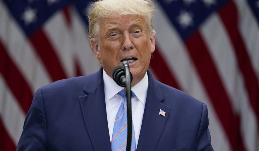President Donald Trump speaks about coronavirus testing during an event in the Rose Garden of the White House, Monday, Sept. 28, 2020, in Washington. (AP Photo/Evan Vucci)