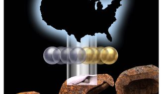 Illustration on Federal regulation of fusion energy by Alexander Hunter/The Washington Times