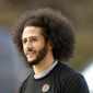 In this Nov. 16, 2019, file photo, free agent quarterback Colin Kaepernick arrives for a workout for NFL football scouts and media in Riverdale, Ga. (AP Photo/Todd Kirkland, File)