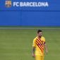 Barcelona&#39;s Lionel Messi leaves the field at half time during the pre-season friendly soccer match between Barcelona and Gimnastic at the Johan Cruyff Stadium in Barcelona, Spain, Saturday, Sept.12, 2020. (AP Photo/Joan Monfort)
