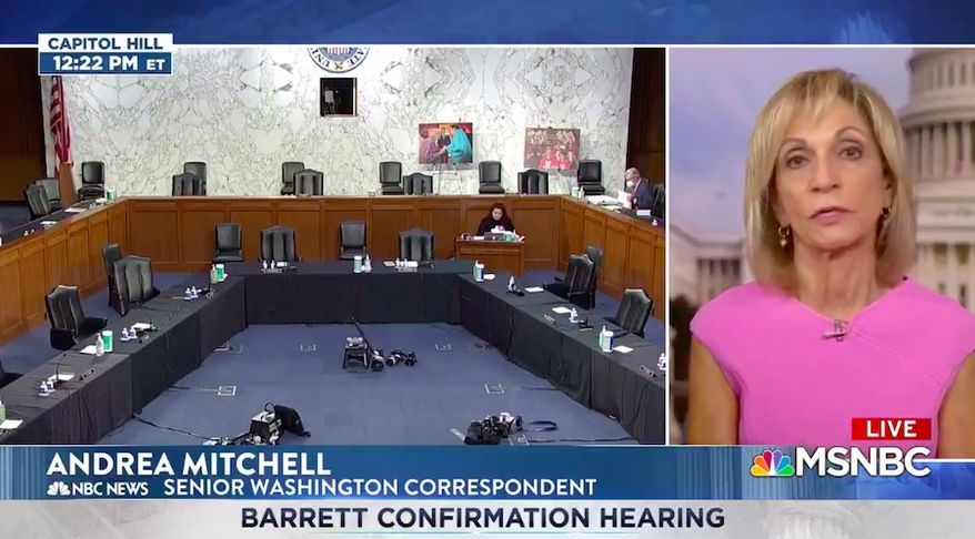 MSNBC anchor Andrea Mitchell lauded Supreme Court nominee Amy Coney Barrett for sharing her story about being a White mother of Black children during her confirmation hearing Tuesday, saying it made her &quot;very accessible&quot; and &quot;appealing&quot; to Americans. (Screengrab via MSNBC)