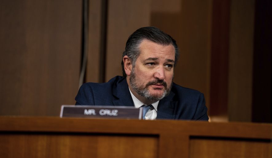 Sen. Ted Cruz, R-Texas, listens during the confirmation hearing for Supreme Court nominee Amy Coney Barrett, before the Senate Judiciary Committee, Thursday, Oct. 15, 2020, on Capitol Hill in Washington. (Anna Moneymaker/The New York Times via AP, Pool)