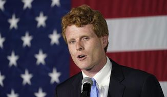 FILE - In this Tuesday, Sept. 1, 2020 file photo, U.S. Rep. Joe Kennedy III speaks outside his campaign headquarters in Watertown, Mass., after conceding defeat to incumbent U.S. Sen. Edward Markey in the Massachusetts Democratic Senate primary. U.S. Rep. Joe Kennedy III&#39;s campaign improperly spent $1.5 million earmarked for the general election during the Massachusetts congressman&#39;s failed bid to capture the Democratic nomination for a U.S. Senate seat, he said Friday, Oct. 16, 2020. (AP Photo/Charles Krupa, File)