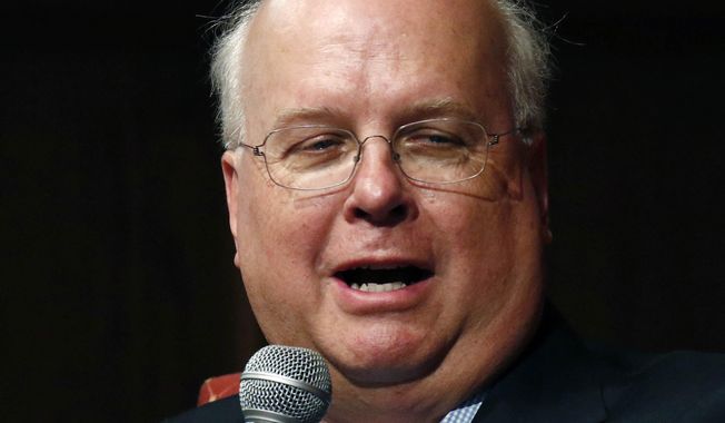 FILE- In this Aug. 18, 2018 file photo Republican strategist Karl Rove speaks during the Mississippi Book Festival in Jackson, Miss. Rove and a connected dark money group are raising money for a GOP candidate for the Ohio Supreme Court, with a focus on yielding power over redistricting efforts in the battleground state. A letter obtained by The Associated Press shows Rove pleading for wealthy donors and law firms in Ohio to donate to Justice Judi French&#x27;s reelection campaign as the court&#x27;s conservative majority is up for grabs on Nov. 3, 2020. (AP Photo/Rogelio V. Solis, File)