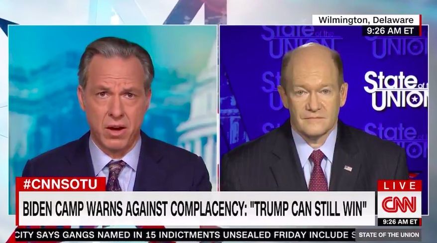 CNN anchor Jake Tapper on Sunday ripped Joe Biden's campaigning efforts as "opposite of the word tireless." (Screenshot via CNN)