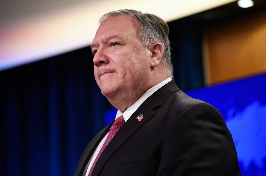 Secretary of State Mike Pompeo speaks during a news conference at the State Department in Washington, Wednesday, Oct. 21, 2020. (Nicholas Kamm/Pool via AP)