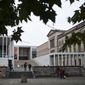 The main entrance to the Museums Island and the Neue Museum, left, in Berlin, Wednesday, Oct. 21, 2020. A large number of art works and artifacts at some of Berlin&#39;s best-known museums were smeared with a liquid by an unknown perpetrator or perpetrators earlier this month, police said Wednesday. The &#39;numerous&#39; works in several museums at the Museum Island complex, a UNESCO world heritage site in the heart of the German capital that is one of the city&#39;s main tourist attractions, were targeted between 10 a.m. and 6 p.m. on Oct. 3, police said. (AP Photo/Markus Schreiber)