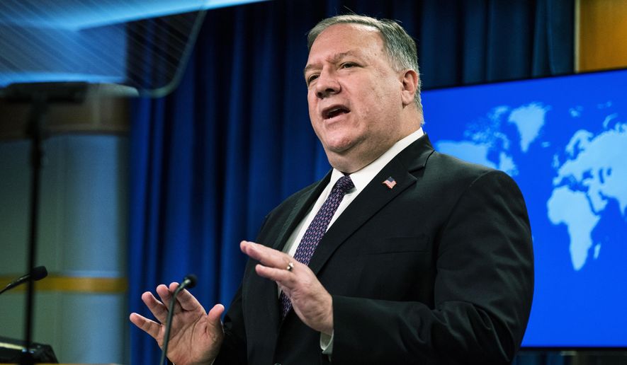 Secretary of State Mike Pompeo speaks during a news conference at the State Department, Wednesday, Oct. 14, 2020, in Washington. (AP Photo/Manuel Balce Ceneta, POOL)